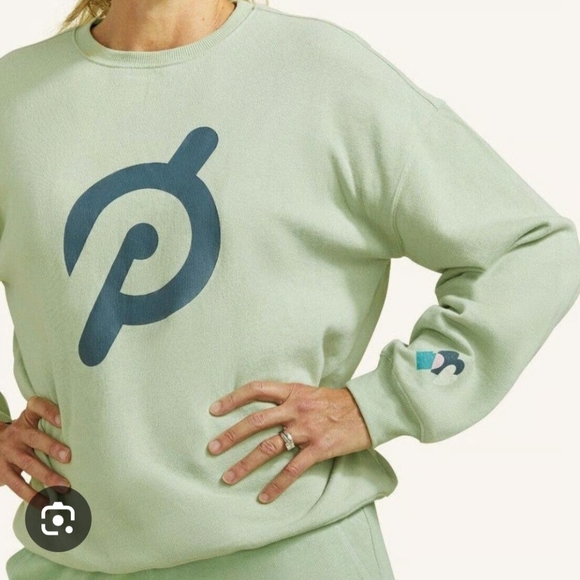 Peloton Tops - XL PELOTON 100% Cotton Crew Neck French Terry Heart Mint Green Sweatshirt